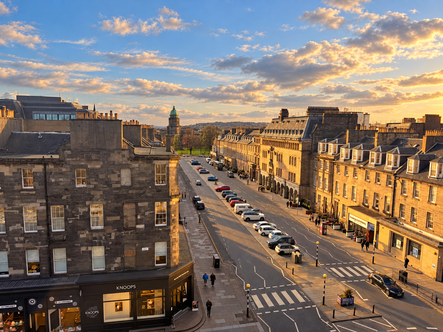 Sunny Edinburgh rooftops looking towards Princes Street